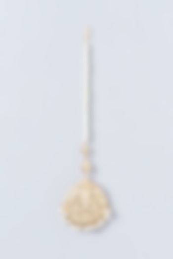 Gold Finish Kundan Polki & Pearl Maang Tikka
 by VASTRAA Jewellery