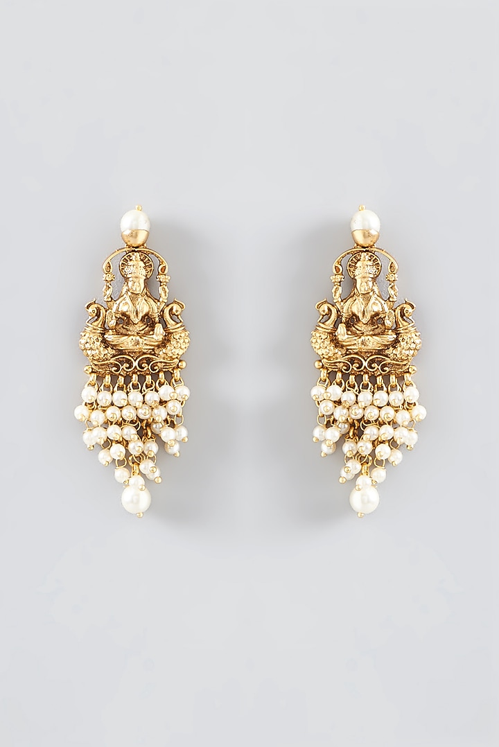 Gold Finish Temple Long Necklace Set by VASTRAA Jewellery at Pernia's Pop Up Shop