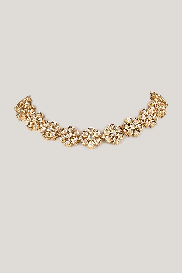 Gold Finish Stone Necklace by VASTRAA Jewellery at Pernia's Pop Up Shop