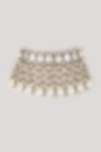 Silver Finish Kundan Polki Choker Necklace by VASTRAA Jewellery at Pernia's Pop Up Shop