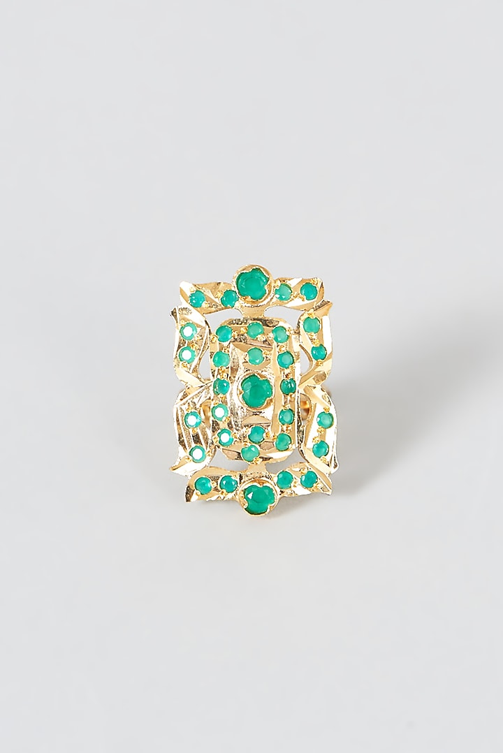Gold Finish Kundan Polki Ring by VASTRAA Jewellery at Pernia's Pop Up Shop