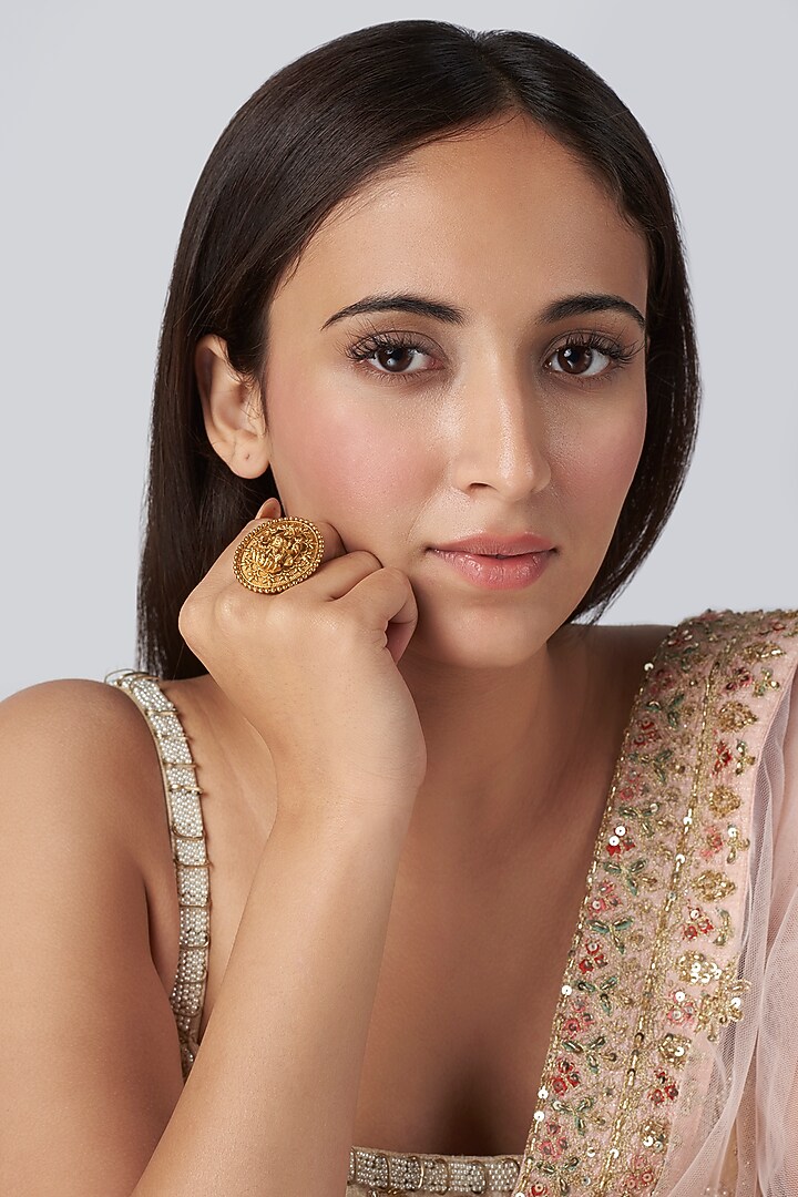 Gold Finish RIng by VASTRAA Jewellery at Pernia's Pop Up Shop