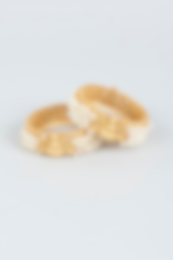 Gold Finish Bangles With Pearls (Set of 2) by VASTRAA Jewellery