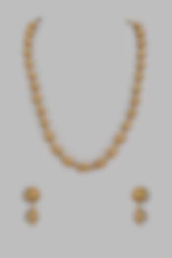 Gold Finish Temple Mala Set by VASTRAA Jewellery