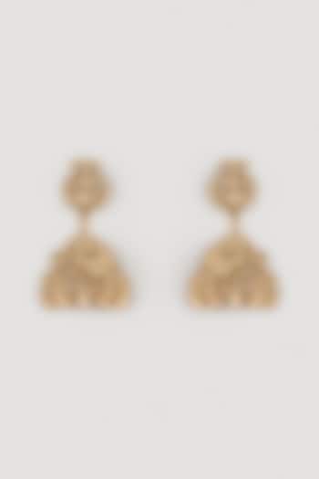 Gold Finish Jhumka Earrings by VASTRAA Jewellery at Pernia's Pop Up Shop