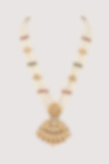 Gold Finish Mixed Metal Long Necklace by VASTRAA Jewellery at Pernia's Pop Up Shop