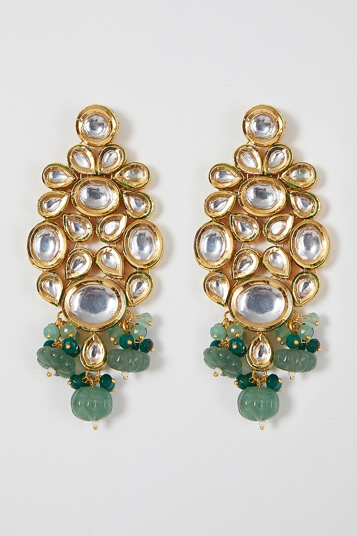 Gold Finish Kundan Polki & Beaded Choker Necklace Set by VASTRAA Jewellery at Pernia's Pop Up Shop
