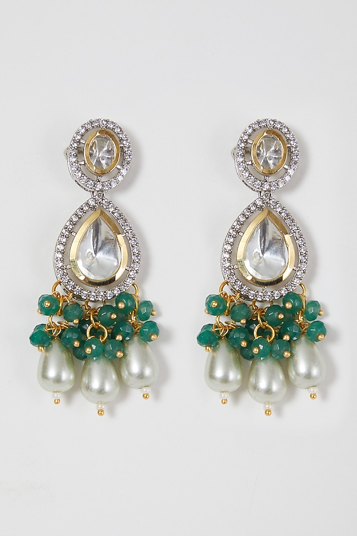 Two-Tone Rhodium Finish Zircon & Kundan Polki Choker Necklace Set by VASTRAA Jewellery at Pernia's Pop Up Shop
