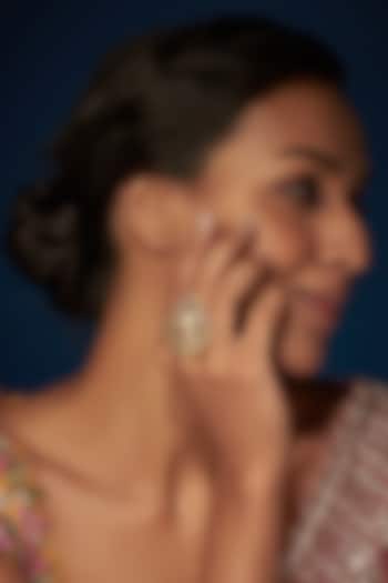 Gold Finish Kundan Polki Ring by VASTRAA Jewellery at Pernia's Pop Up Shop