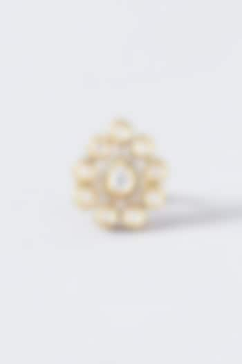 Gold Finish Kundan Polki Ring by VASTRAA Jewellery at Pernia's Pop Up Shop