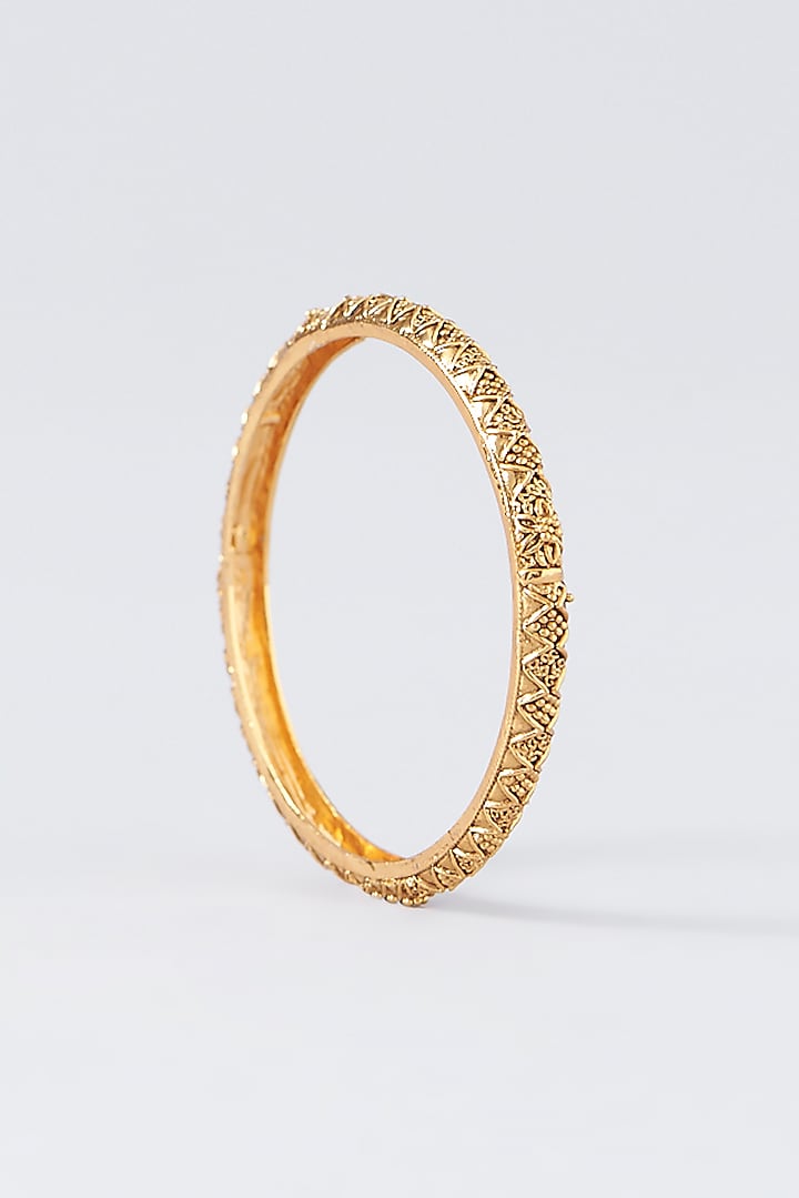 Gold Finish Temple Bangles (Set Of 4) by VASTRAA Jewellery at Pernia's Pop Up Shop