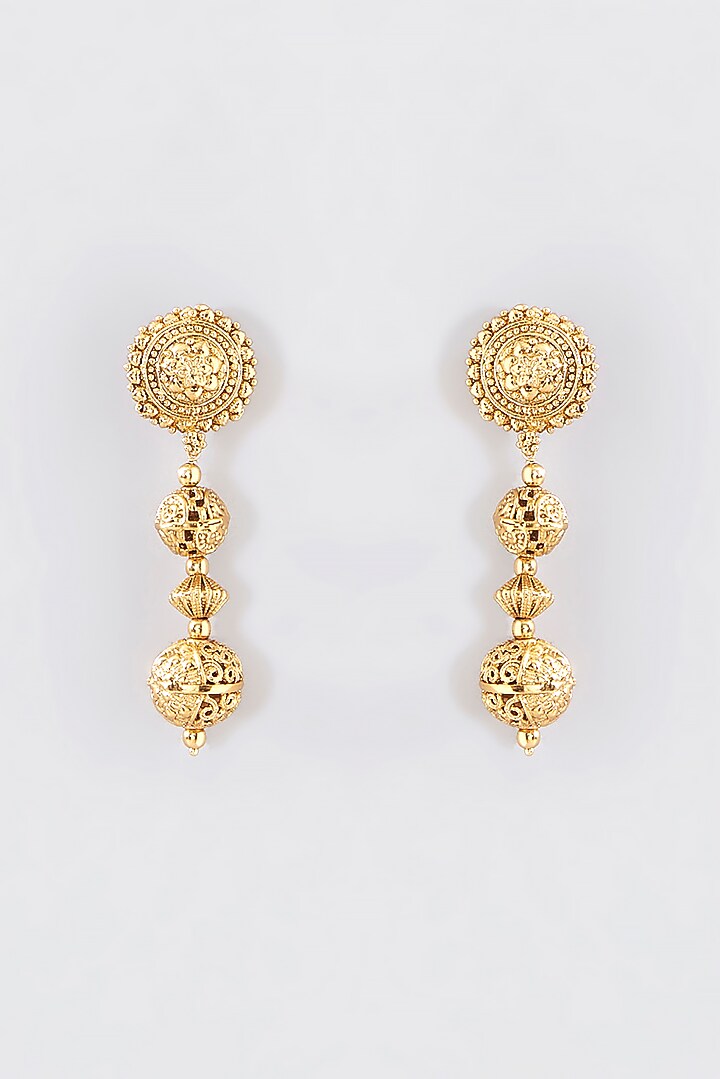 Gold Finish Kundan Polki Temple Mala Set by VASTRAA Jewellery at Pernia's Pop Up Shop