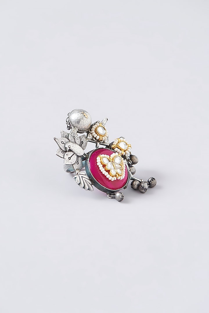Black Rhodium Finish Multi-Colored Stone Ring by VASTRAA Jewellery at Pernia's Pop Up Shop