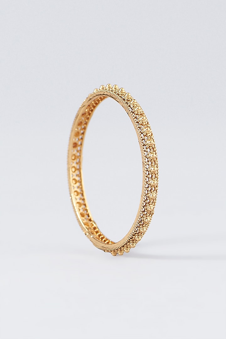 Gold Finish Temple Bangles (Set Of 4) by VASTRAA Jewellery at Pernia's Pop Up Shop