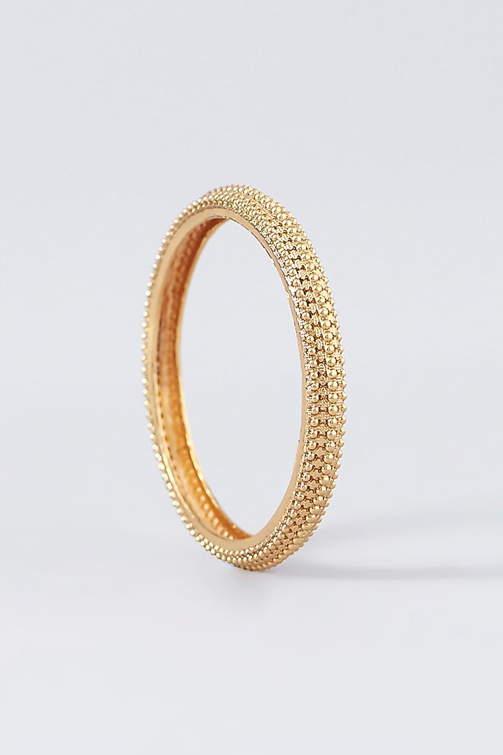 Gold Finish Kundan Polki Temple Bangles (Set Of 4) by VASTRAA Jewellery at Pernia's Pop Up Shop