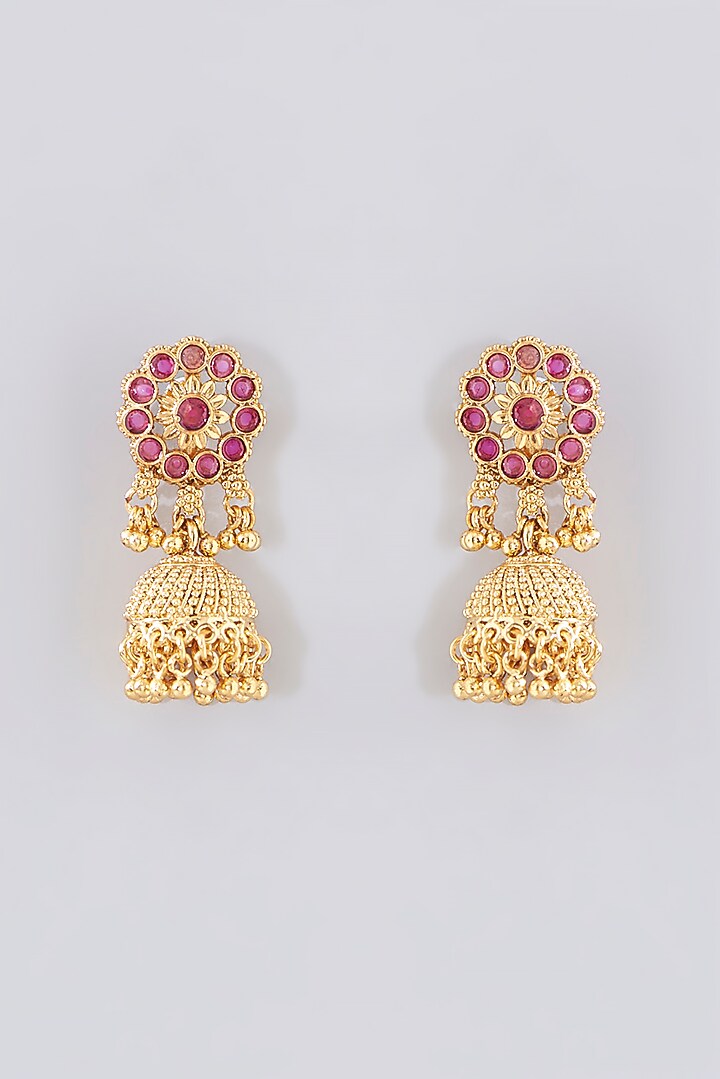 Gold Finish Kundan Polki & Beaded Temple Mala Set by VASTRAA Jewellery at Pernia's Pop Up Shop