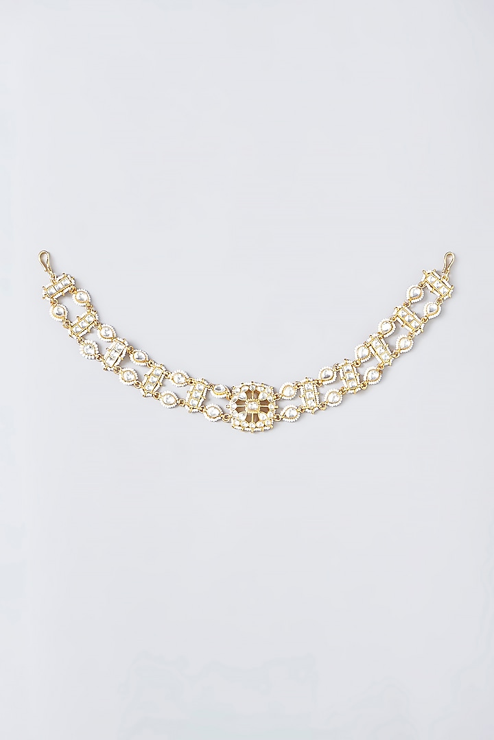 Gold Finish Kundan Polki Sheeshphool by VASTRAA Jewellery at Pernia's Pop Up Shop