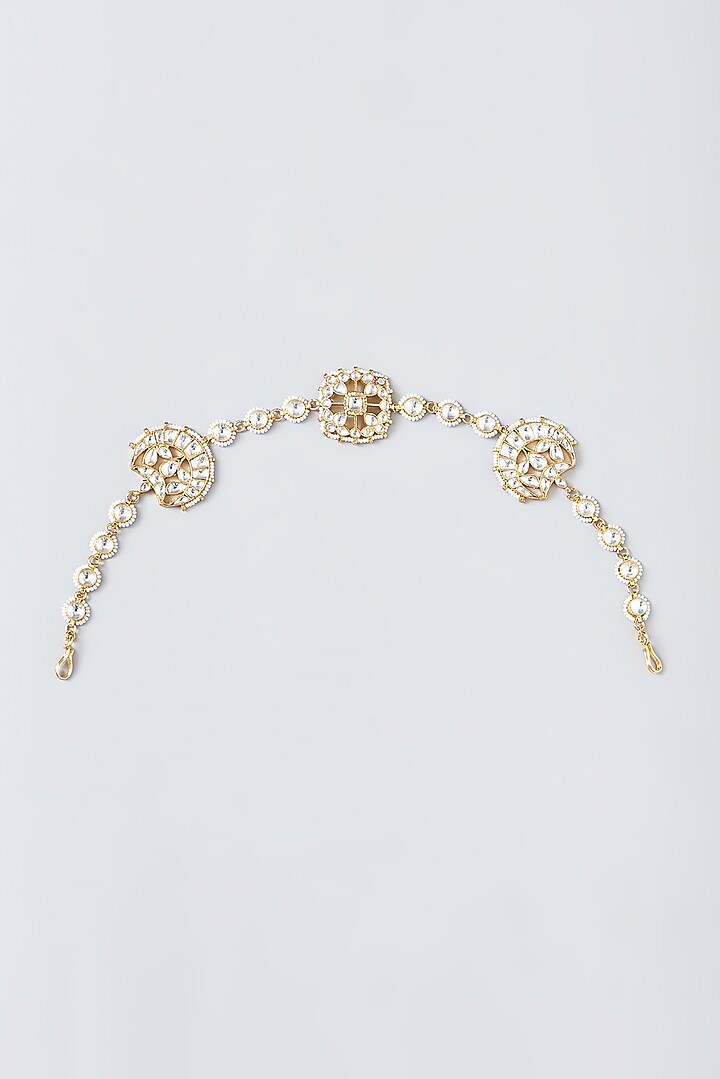 Gold Finish Kundan Polki Sheeshphool by VASTRAA Jewellery at Pernia's Pop Up Shop