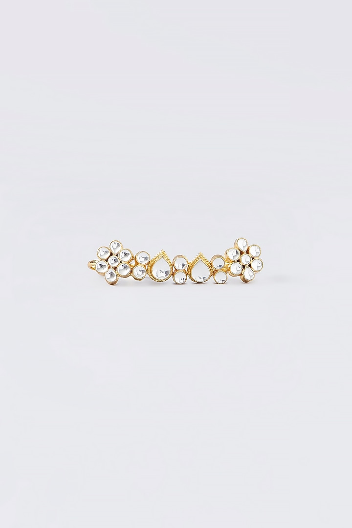 Gold Finish Kundan Polki Ring by VASTRAA Jewellery at Pernia's Pop Up Shop