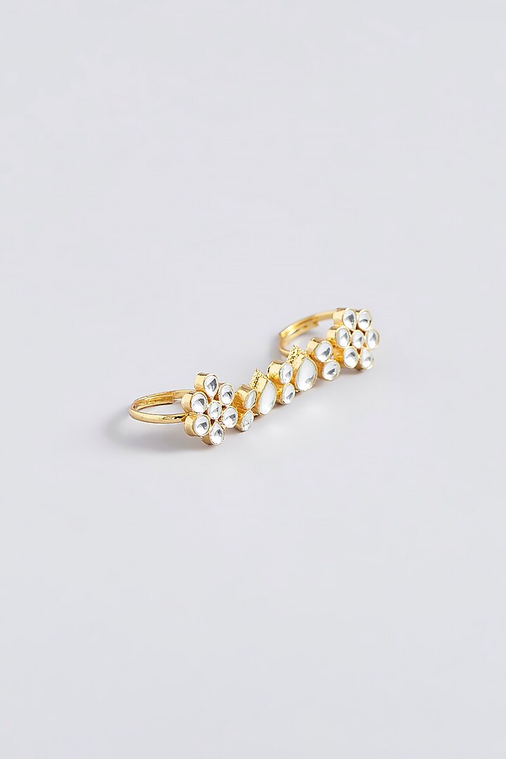 Gold Finish Kundan Polki Ring by VASTRAA Jewellery at Pernia's Pop Up Shop
