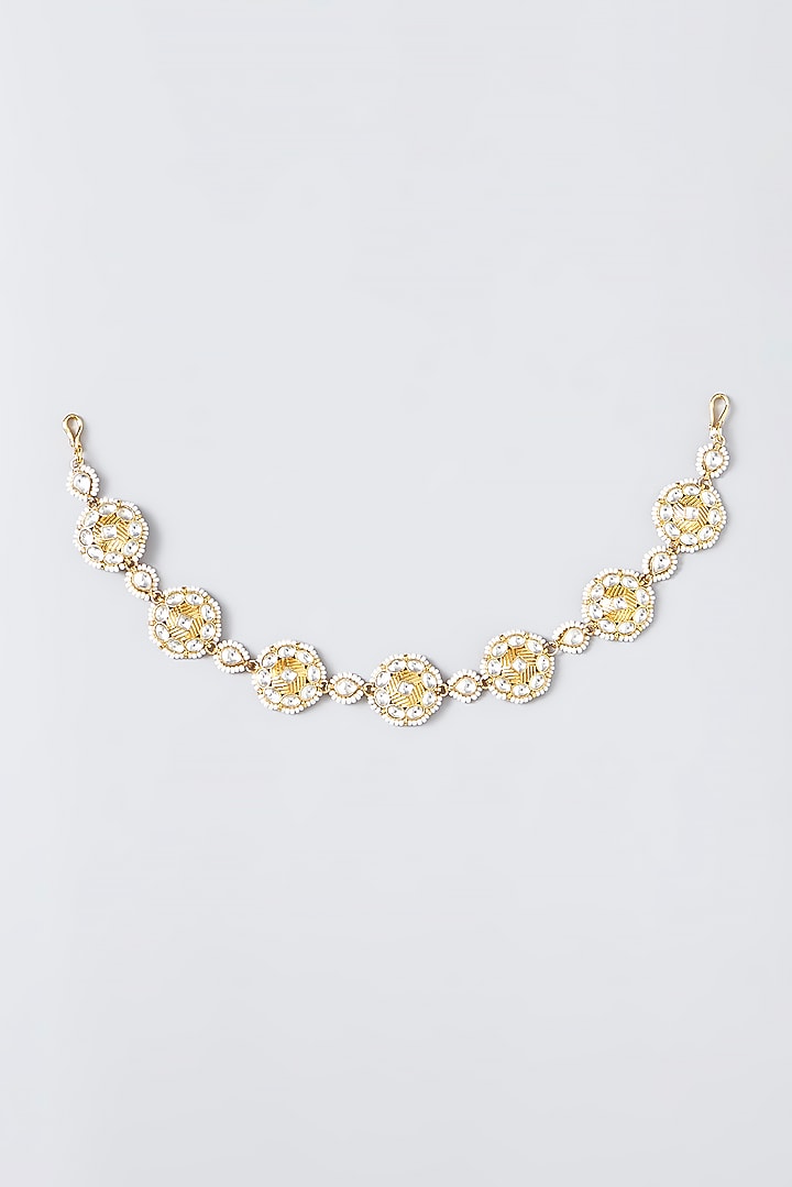 Gold Finish Kundan Polki Sheeshphool by VASTRAA Jewellery at Pernia's Pop Up Shop