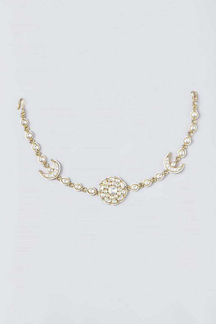 Gold Finish Kundan Polki Sheeshphool by VASTRAA Jewellery at Pernia's Pop Up Shop