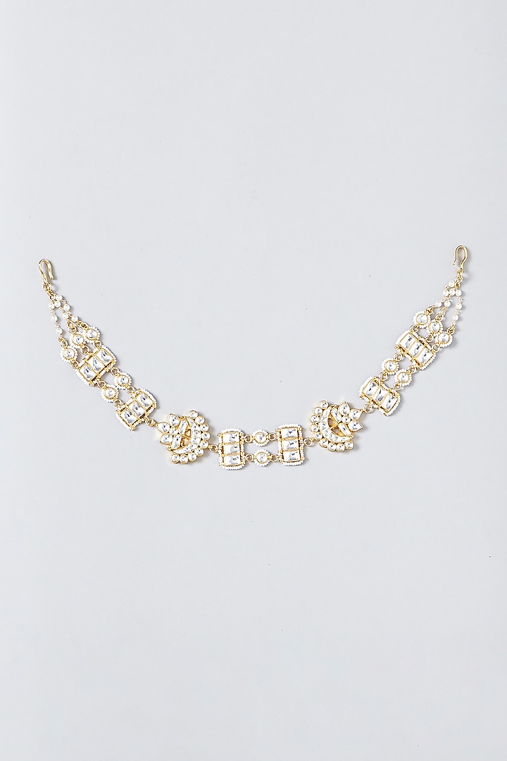 Gold Finish Kundan Polki Sheeshphool by VASTRAA Jewellery at Pernia's Pop Up Shop