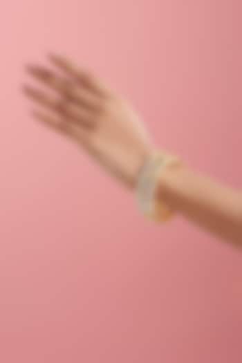 Gold Finish Kundan Polki Bangles (Set of 2) by VASTRAA Jewellery at Pernia's Pop Up Shop