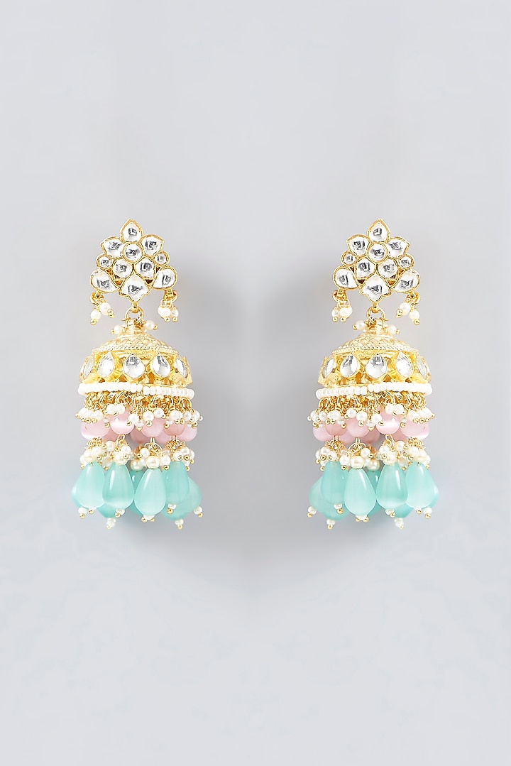 Gold Finish Kundan Polki & Pearl Necklace Set by VASTRAA Jewellery at Pernia's Pop Up Shop