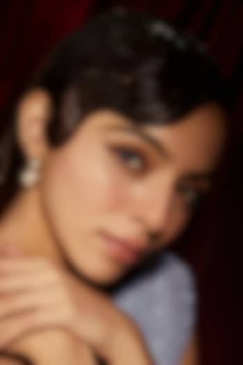 Gold Finish Kundan Polki & Pearl Dangler Earrings by VASTRAA Jewellery at Pernia's Pop Up Shop