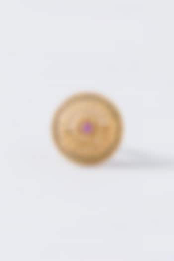 Gold Finish Red Synthetic Stone Ring by VASTRAA Jewellery at Pernia's Pop Up Shop