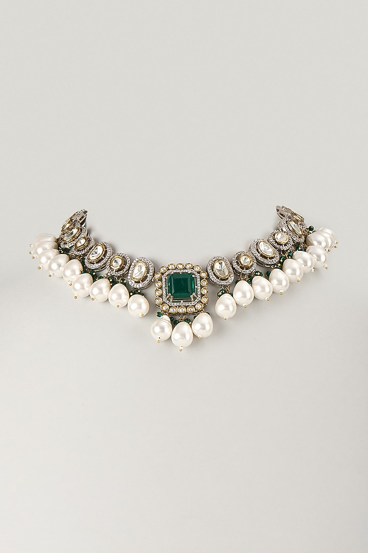 Two-Tone Finish Mixed Metal Necklace by VASTRAA Jewellery at Pernia's Pop Up Shop