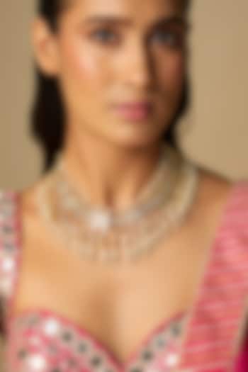 Gold Finish Mixed Metal Necklace by VASTRAA Jewellery at Pernia's Pop Up Shop