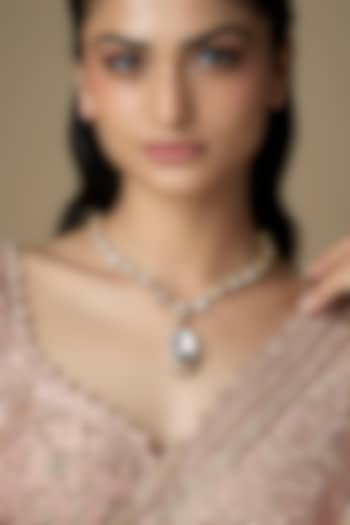 White Finish Kundan Polki Necklace by VASTRAA Jewellery at Pernia's Pop Up Shop