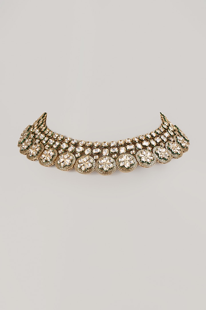 White Finish Kundan Polki Necklace by VASTRAA Jewellery at Pernia's Pop Up Shop
