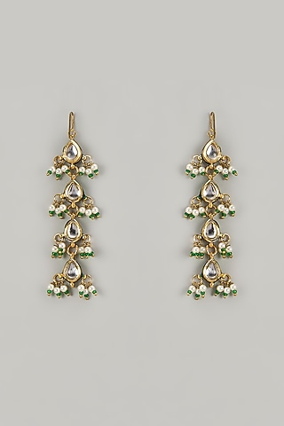 Gold Finish Multi-Colored Stone Dangler Earrings by VASTRAA Jewellery