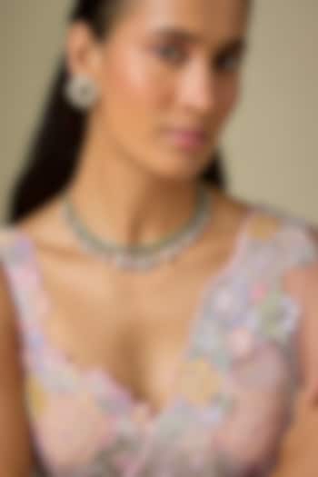 Gold Finish Kundan Polki & Emerald Stone Necklace Set by VASTRAA Jewellery at Pernia's Pop Up Shop