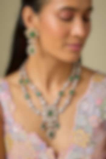 Gold Finish Kundan Polki & Emerald Stone Necklace Set by VASTRAA Jewellery at Pernia's Pop Up Shop