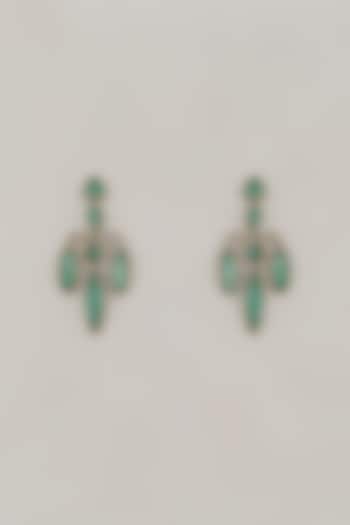 Gold Finish Blue Synthetic Stone Dangler Earrings by VASTRAA Jewellery at Pernia's Pop Up Shop