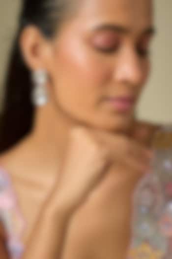 Gold Finish Kundan Polki Dangler Earrings by VASTRAA Jewellery at Pernia's Pop Up Shop