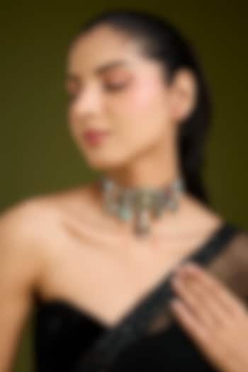 Gold Finish Kundan Polki Choker Necklace by VASTRAA Jewellery at Pernia's Pop Up Shop