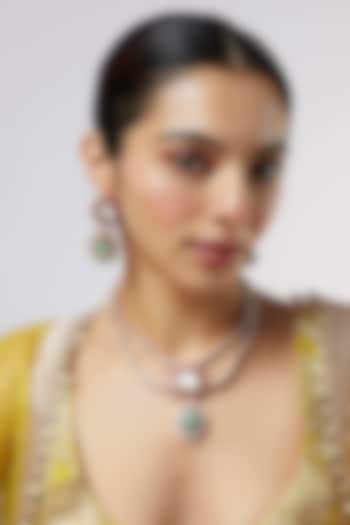Gold Finish Kundan Polki & Multi-Colored Stone Necklace by VASTRAA Jewellery at Pernia's Pop Up Shop