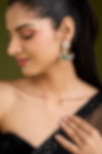 Gold Finish Kundan Polki Dangler Earrings by VASTRAA Jewellery at Pernia's Pop Up Shop