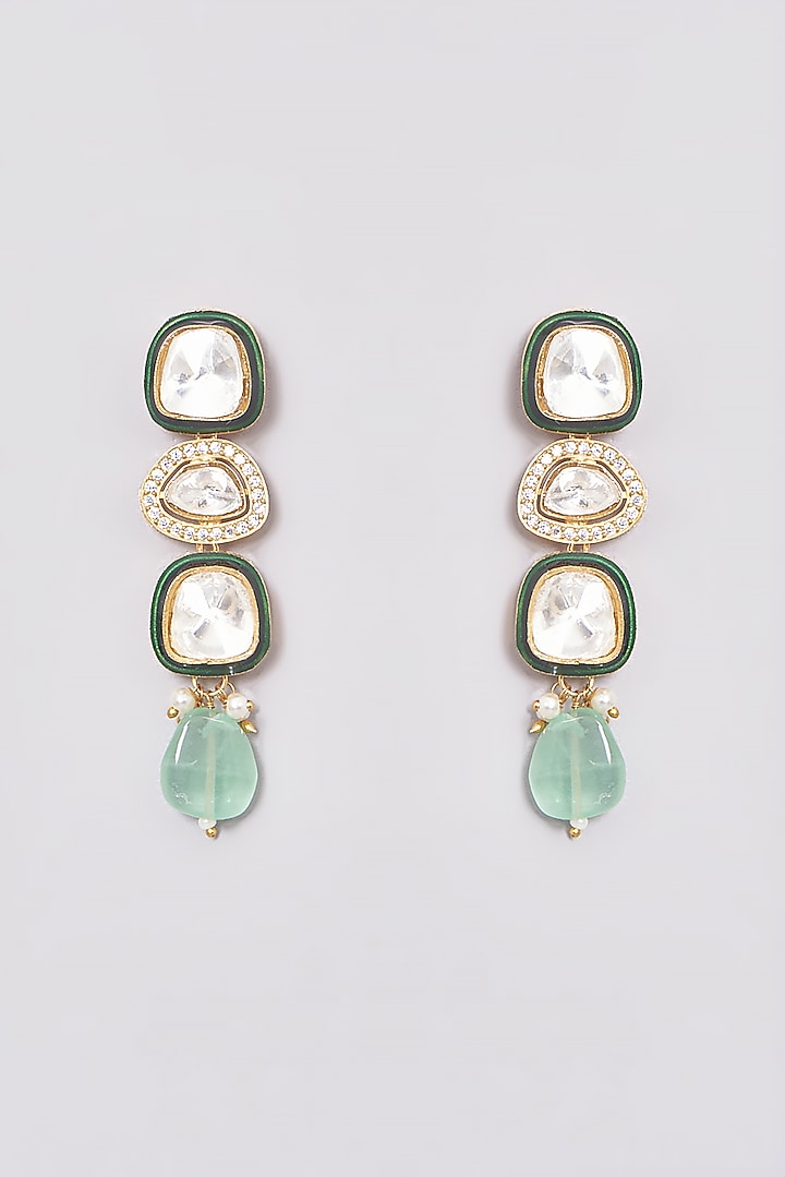 Gold Finish Kundan Polki & Pearl Necklace Set by VASTRAA Jewellery at Pernia's Pop Up Shop
