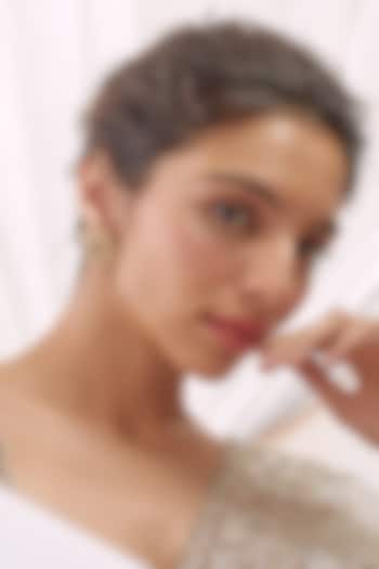 Gold Finish Kundan Polki & Green Stone Earring by Vastraa Jewellery at Pernia's Pop Up Shop