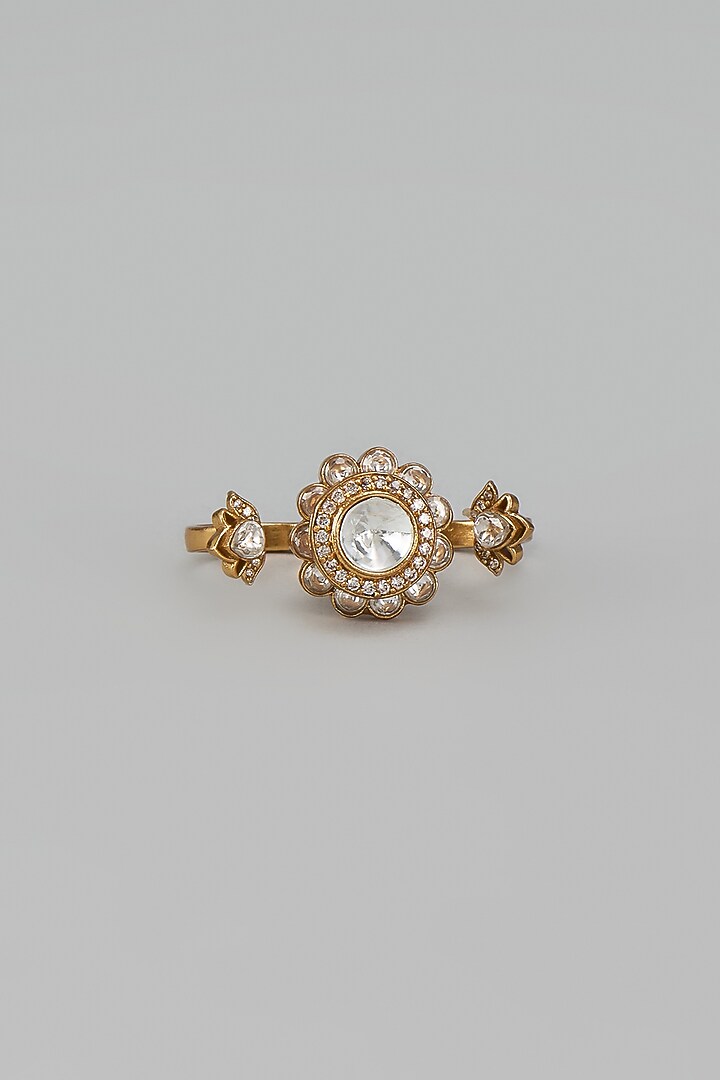 Gold Finish Kundan Polki Ring by VASTRAA Jewellery at Pernia's Pop Up Shop