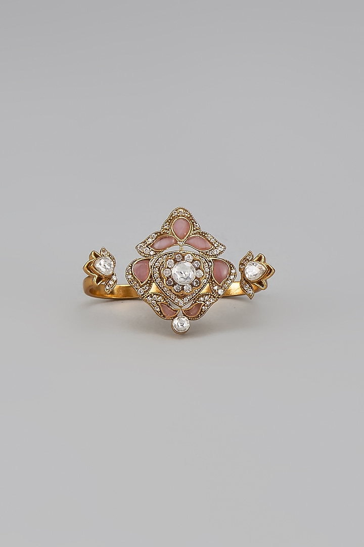 Gold Finish Kundan Polki Ring by VASTRAA Jewellery at Pernia's Pop Up Shop