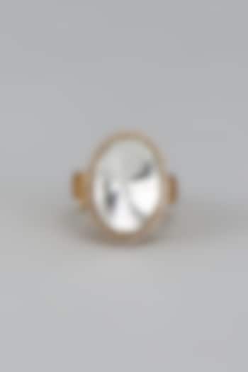 Gold Finish Kundan Polki Ring by VASTRAA Jewellery at Pernia's Pop Up Shop