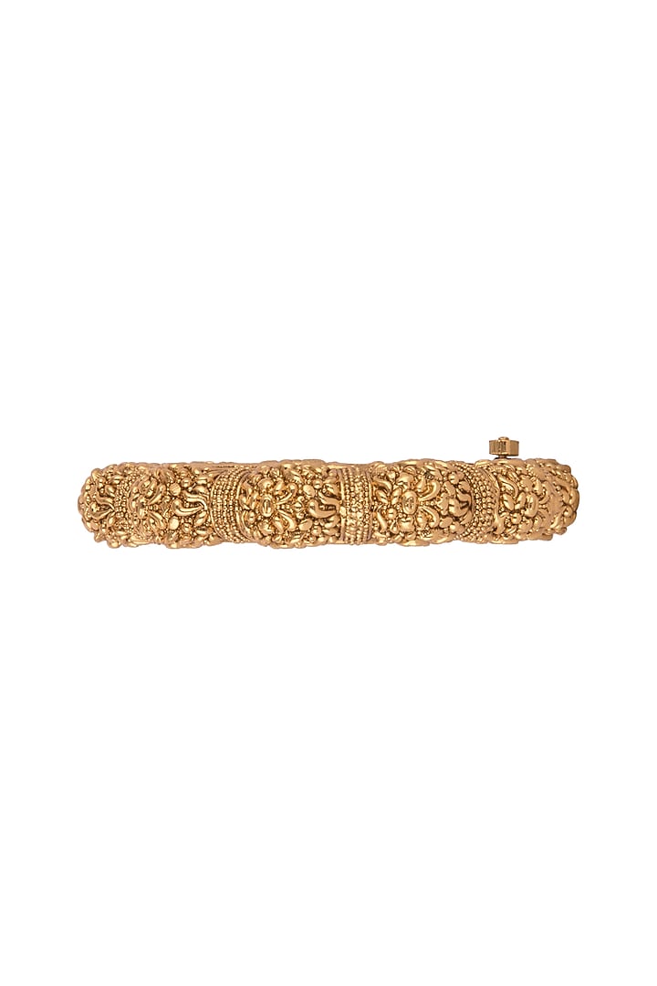 Gold Finish Nakshi Openable Bangle by VASTRAA Jewellery at Pernia's Pop Up Shop