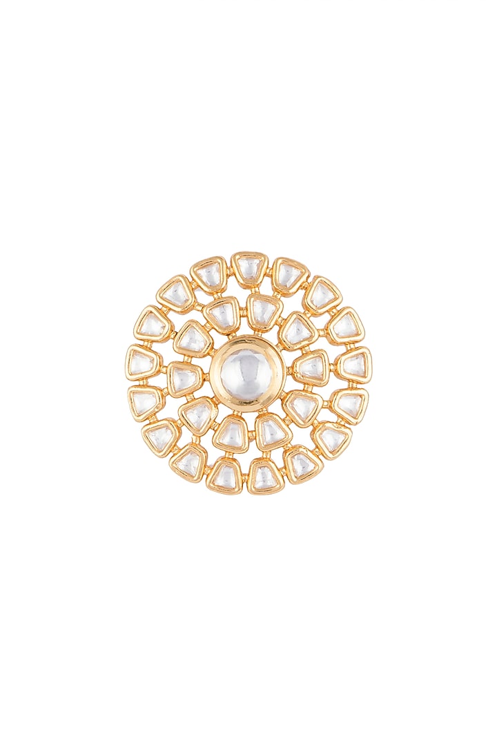 Gold Finish Kundan Polki Ring by VASTRAA Jewellery at Pernia's Pop Up Shop